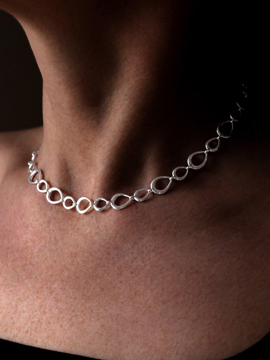 Product image 2 of 4, which shows Nina B Open Teardrop Necklace, Silver