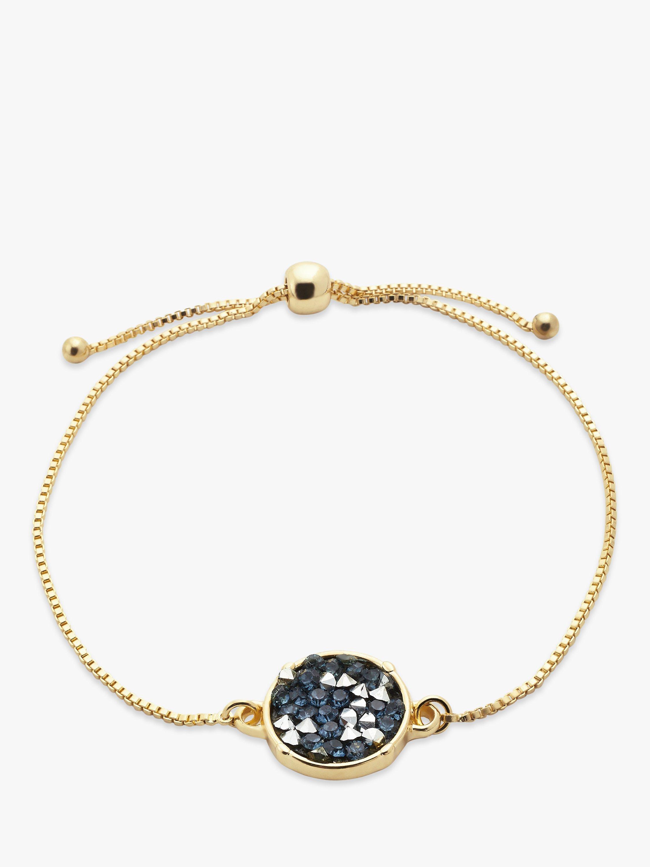 John Lewis Diamante Sparkle Circle Slider Bracelet, Gold/Blue