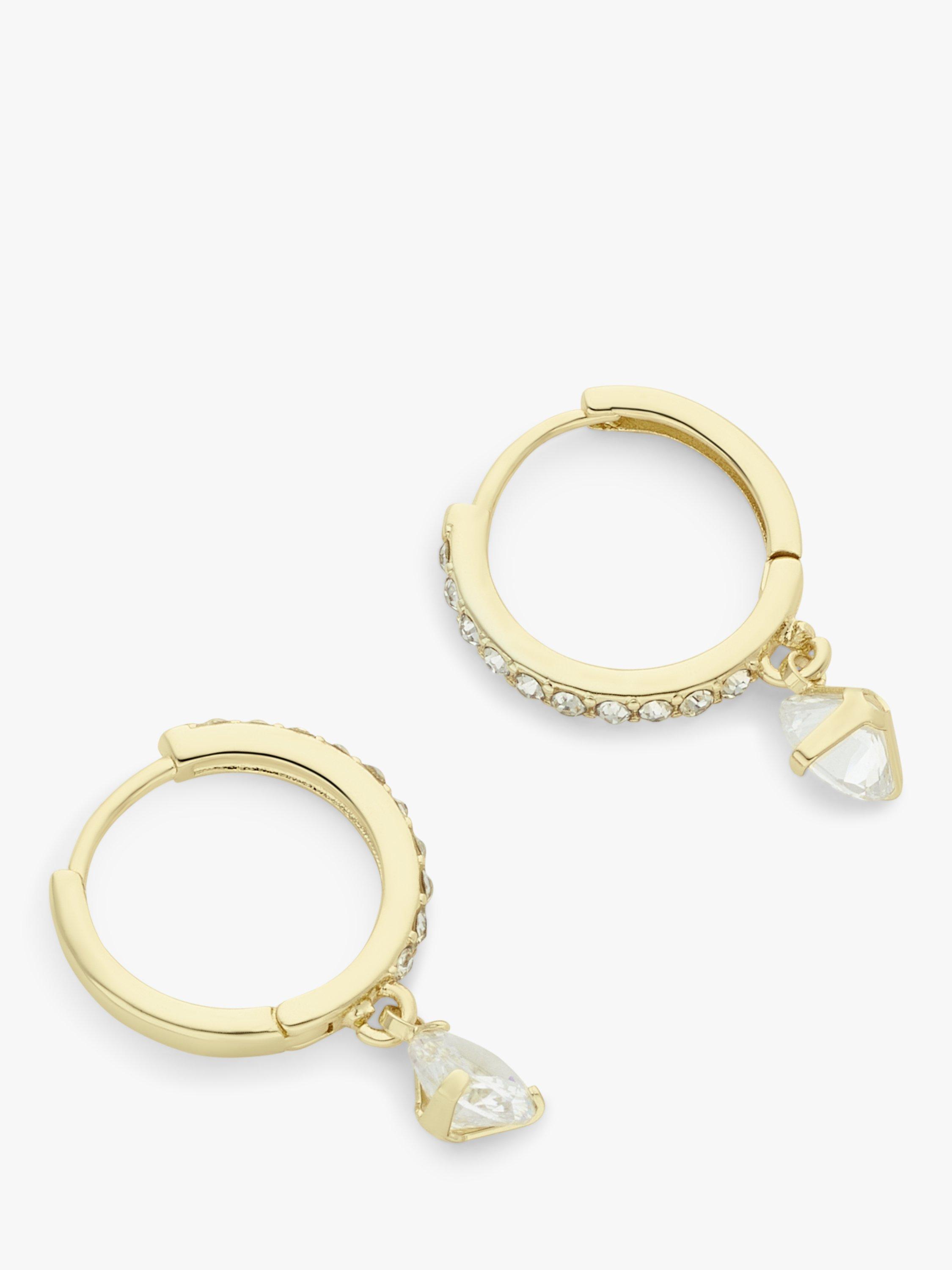 John Lewis Encrusted Charm Drop Hoop Earrings, Gold