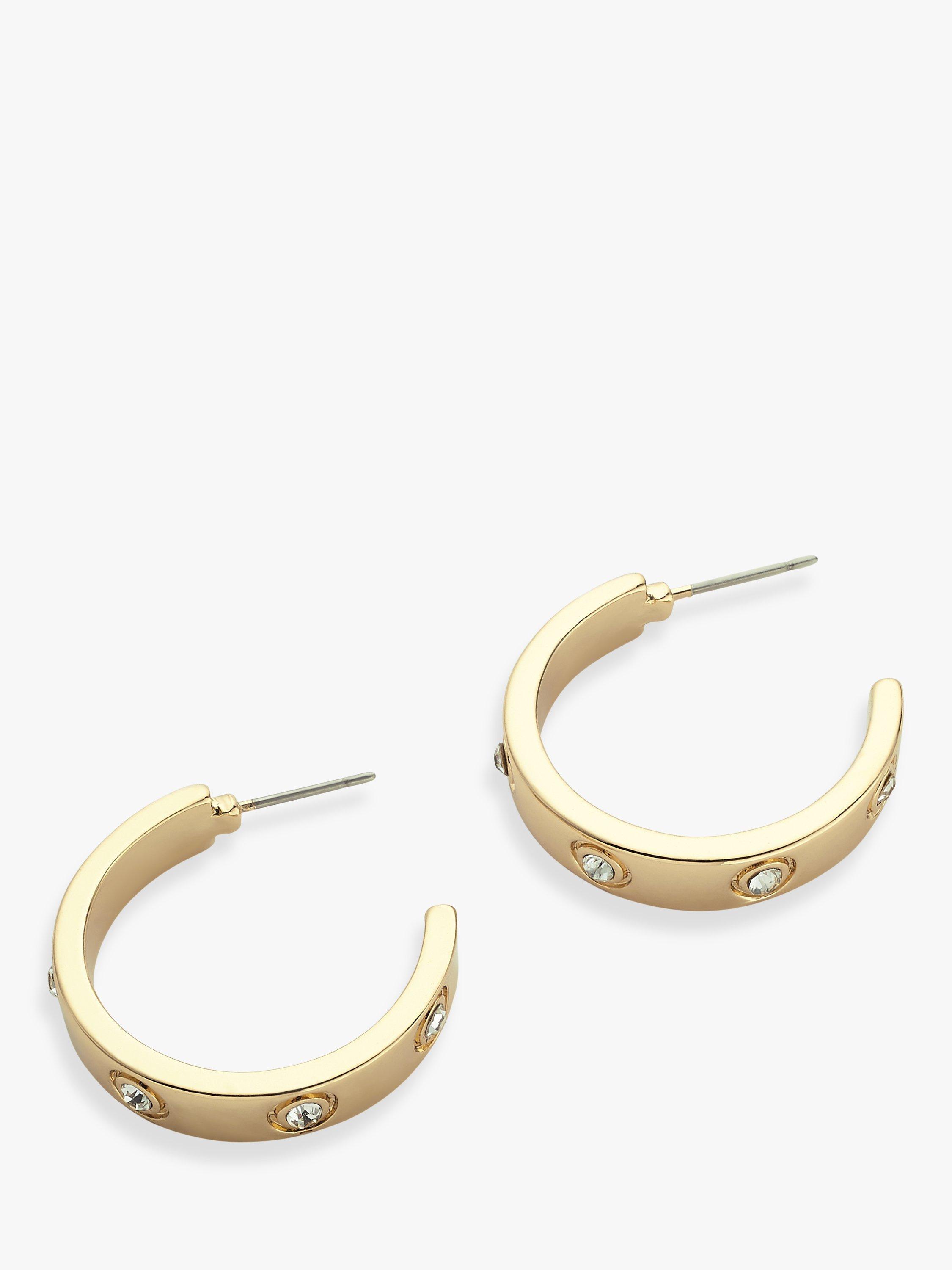John Lewis Crystal Encrusted Hoop Earrings, Gold