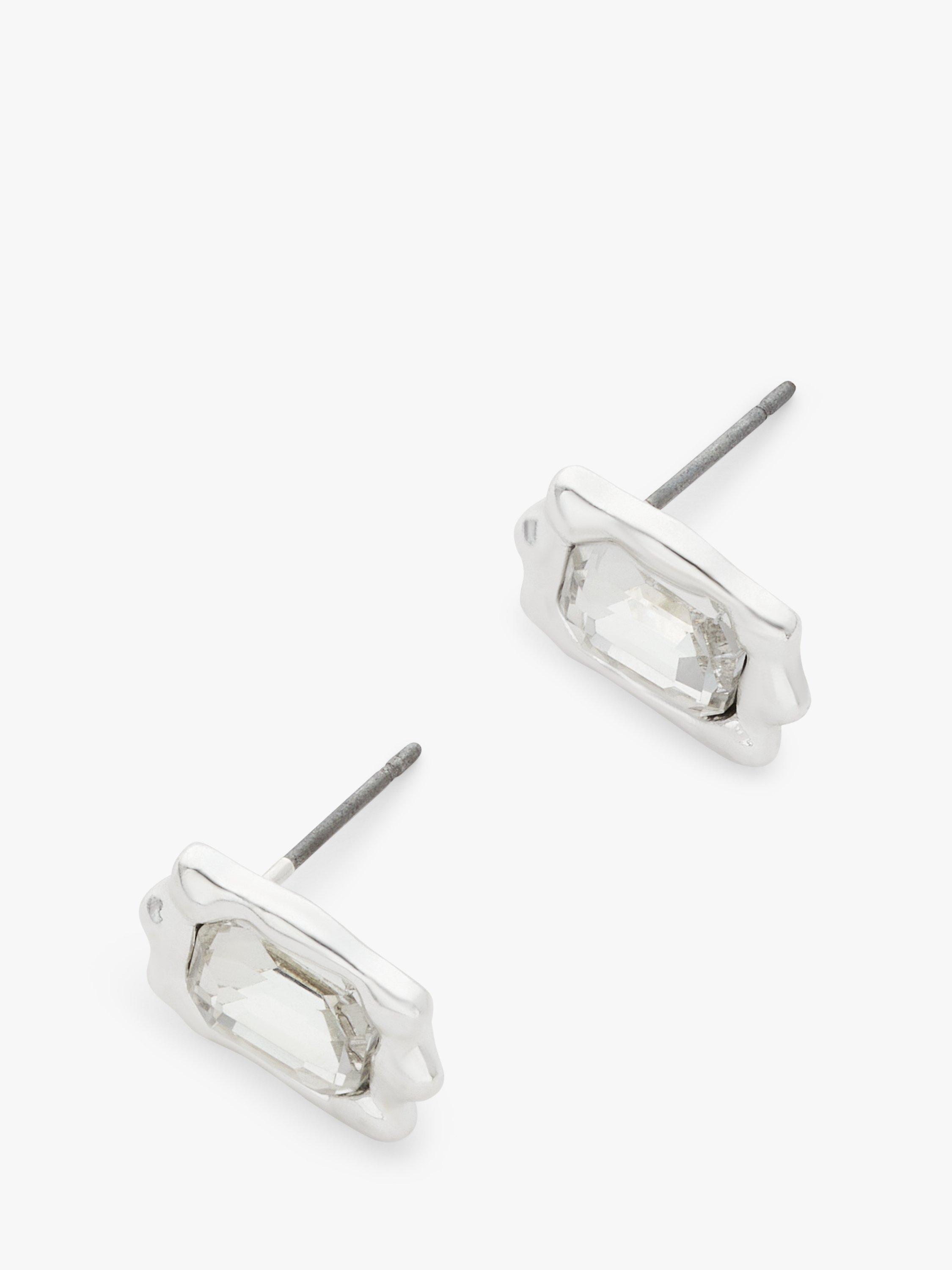 John Lewis Crystal Square Ornate Stud Earrings, Silver