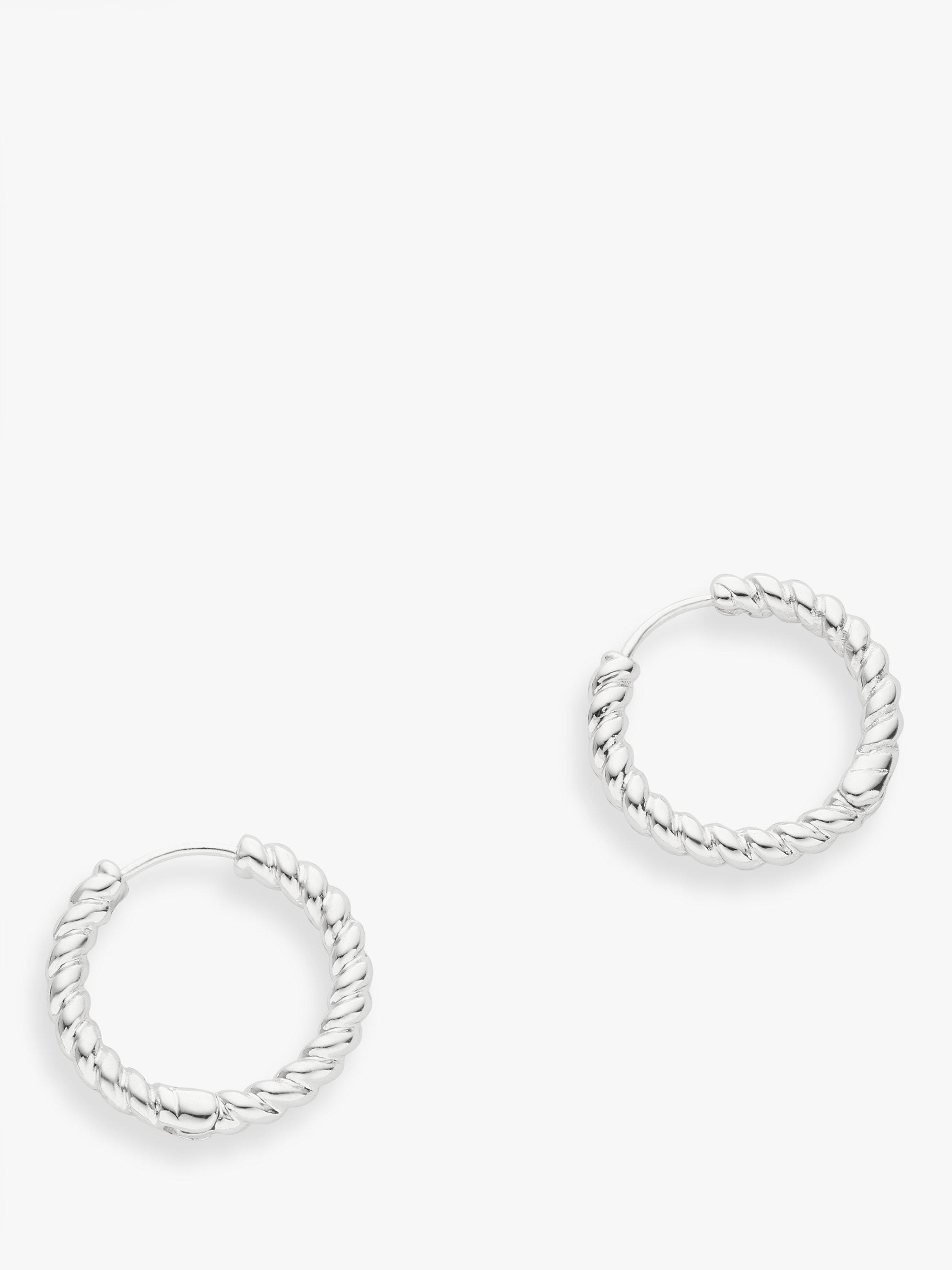 John Lewis Twist Hinged Hoop Earrings, Silver