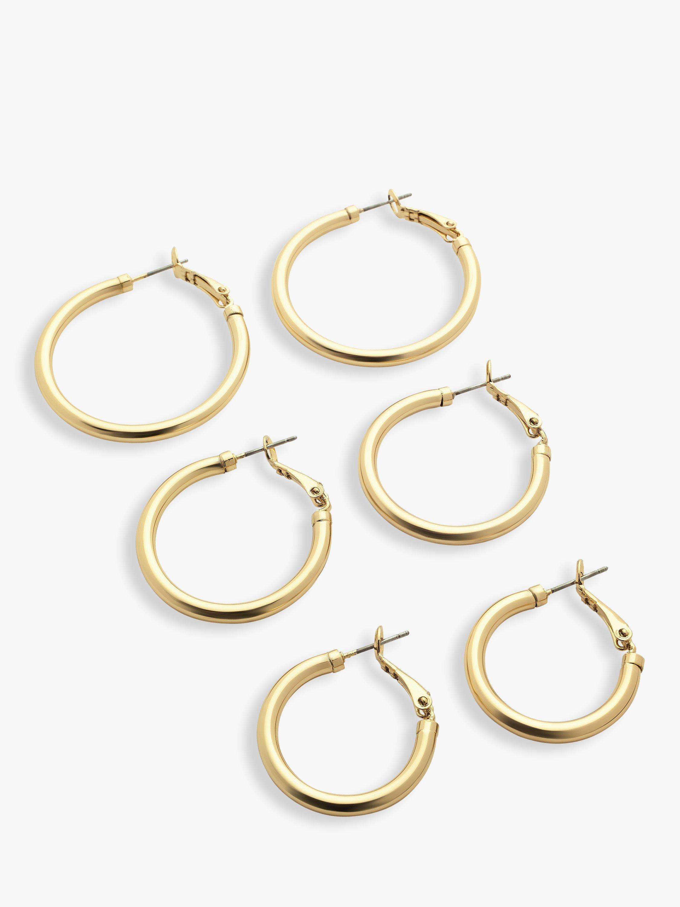 John Lewis Thick Hoop Earrings, Set of 3