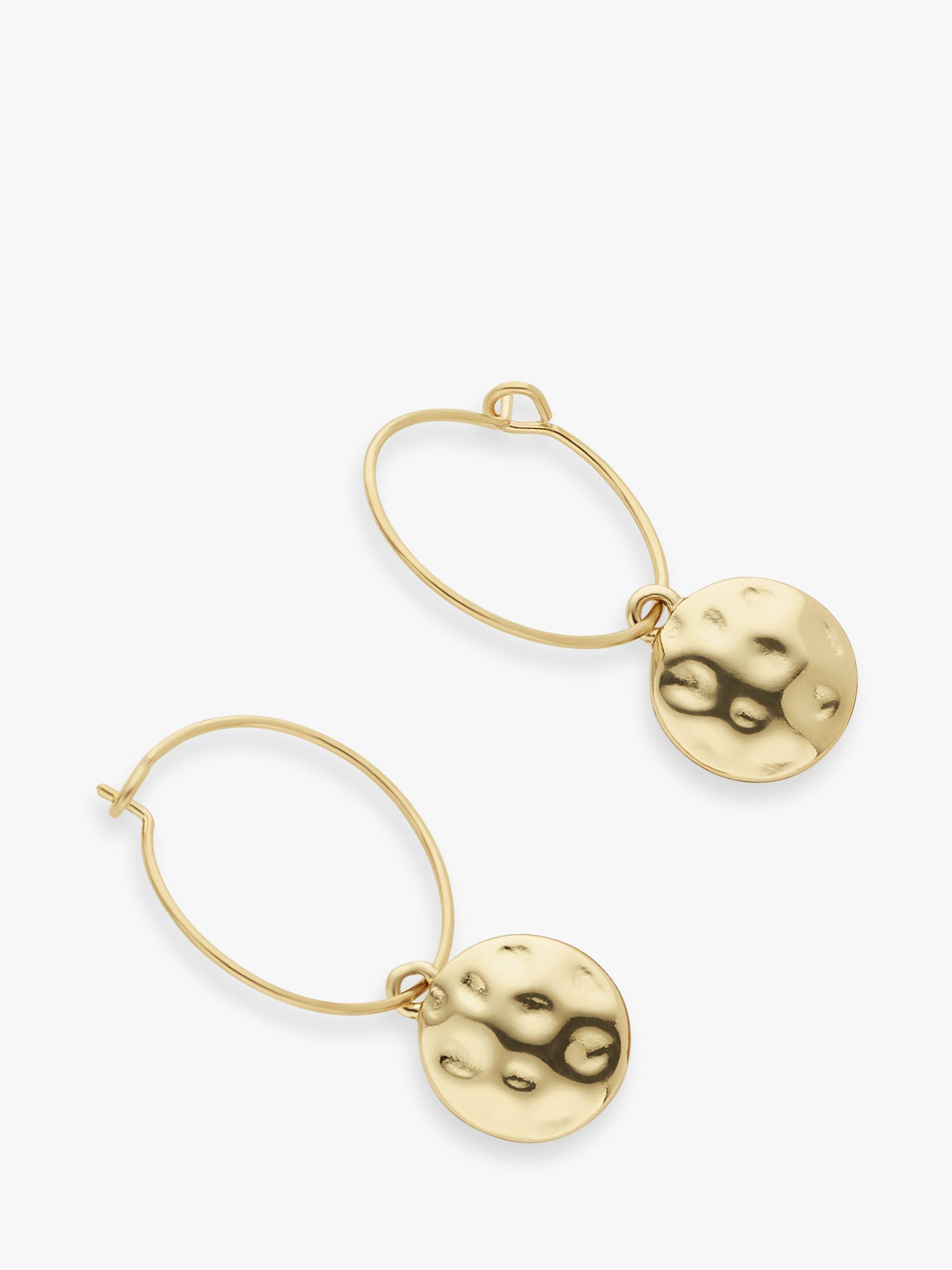 John Lewis Hammered Disc Drop Earrings, Gold