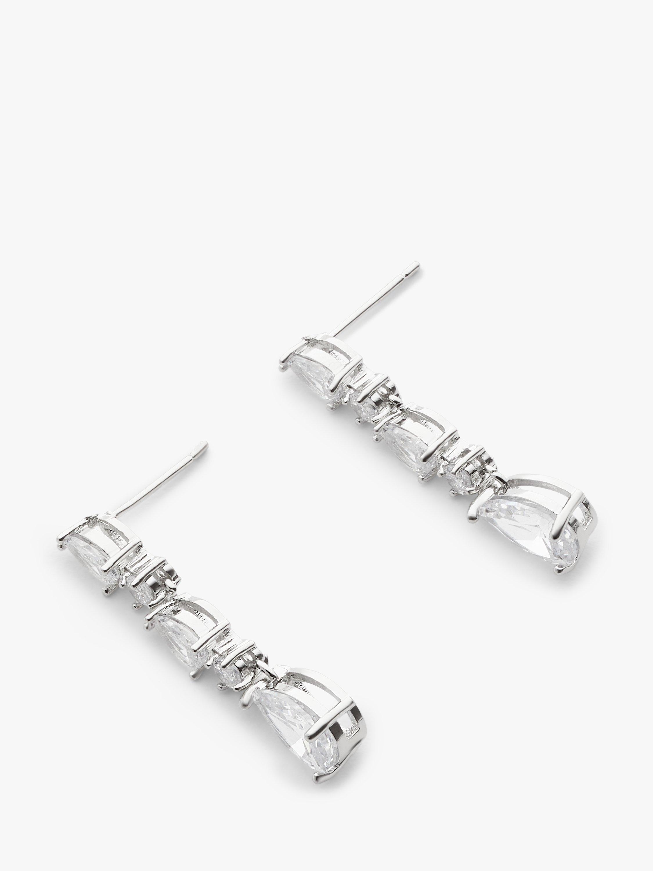 John Lewis Multi Teardrop Cubic Zirconia Earrings Silver