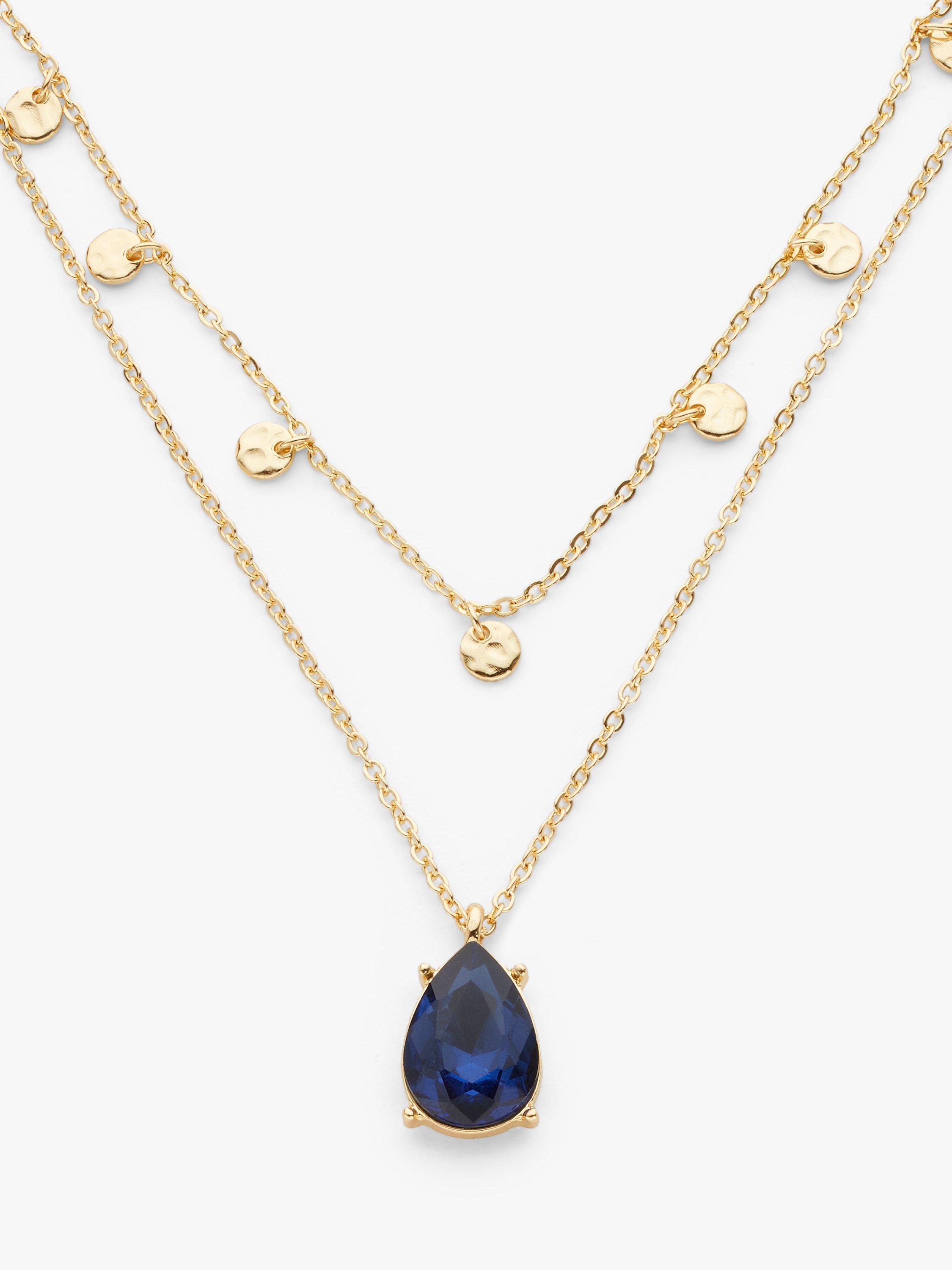 John Lewis Hammered Disc & Glass Layered Necklace