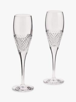 Vera Wang Diamond Mosaic Champagne Flutes, Set of 2, 155ml, Clear, Clear