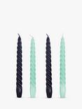 Talking Tables Boho Spiral Dinner Candles, Pack of 4, Mint/Navy