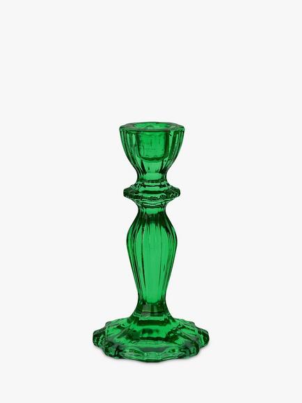 Talking Tables Boho Glass Candle Holder, Dark Green