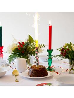 Talking Tables Boho Glass Candle Holder - view 2, Dark Green