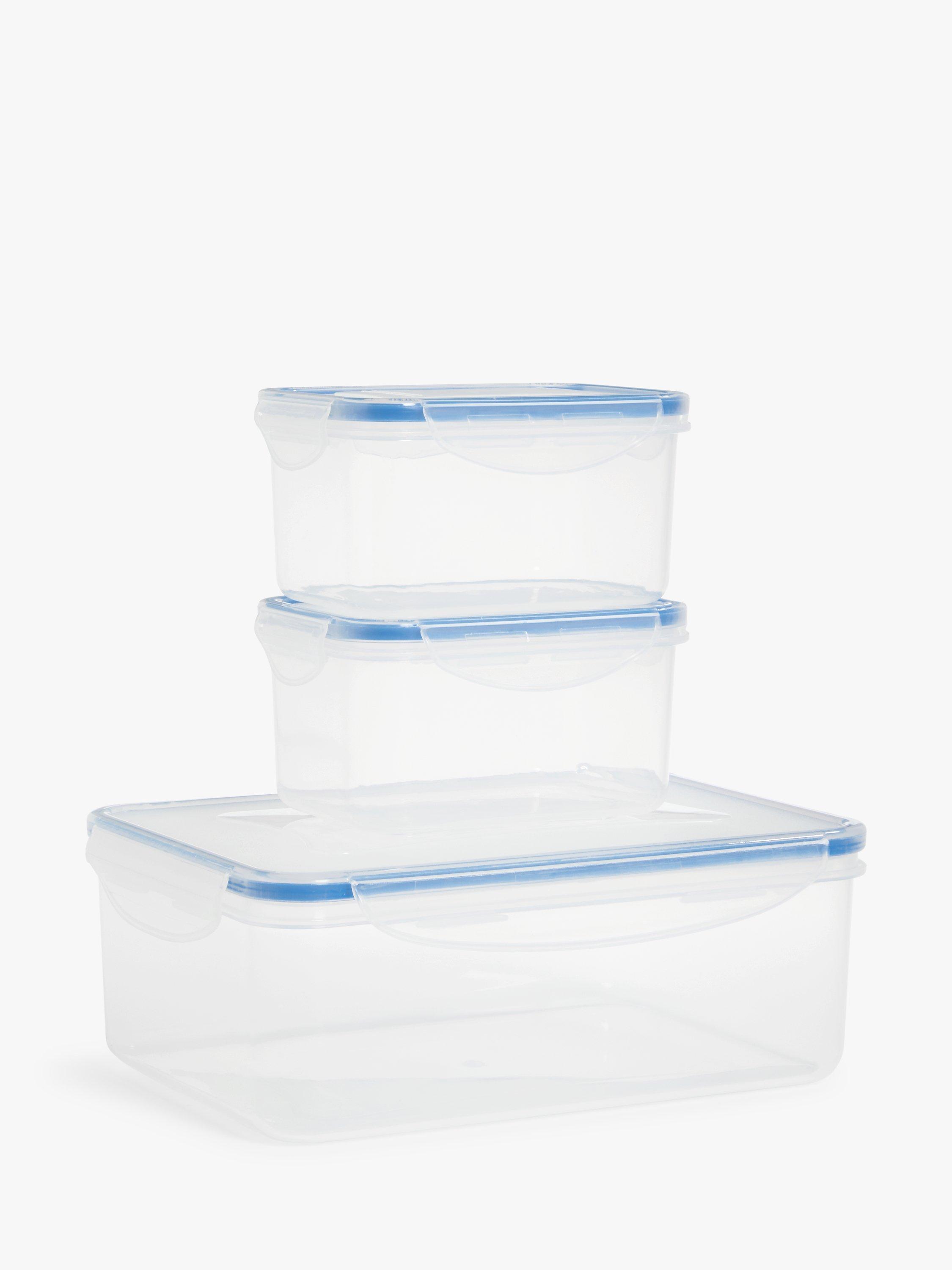 John Lewis Rectangular Plastic Storage Containers, Set of 3, Clear