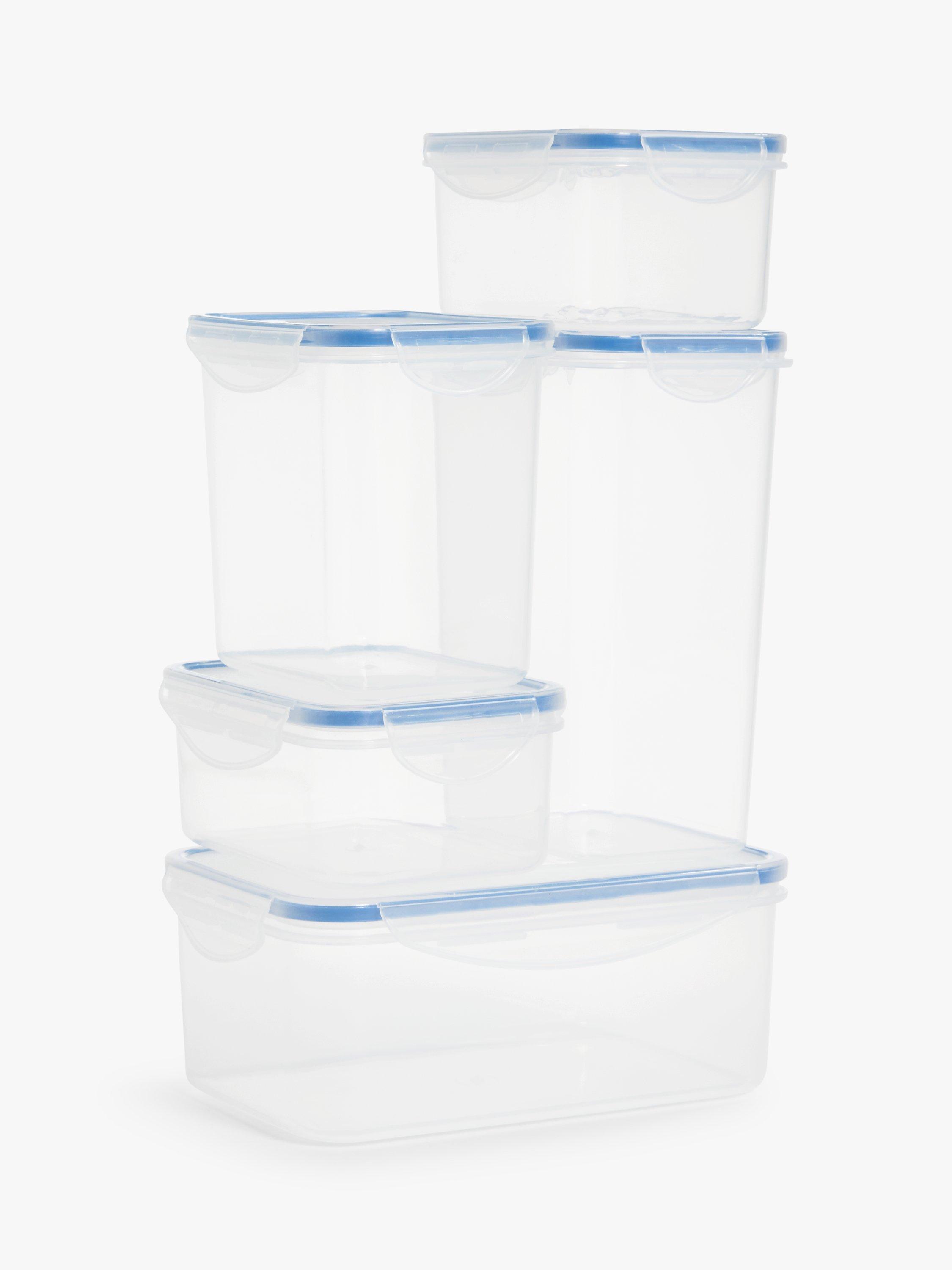 John Lewis Rectangular Plastic Storage Containers, Set of 5, Clear