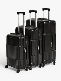 John Lewis Tampa 4-Wheel Hard Shell Suitcase, Set of 3, Black, Black