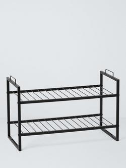 John Lewis Stackable Metal Shoe Rack, 2 Tier, Black