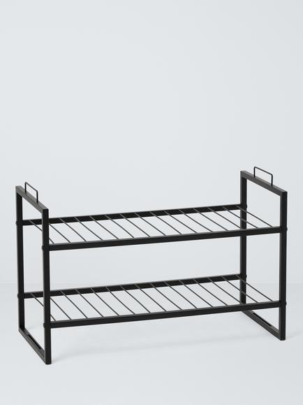 John Lewis Stackable Metal Shoe Rack, 2 Tier, Black