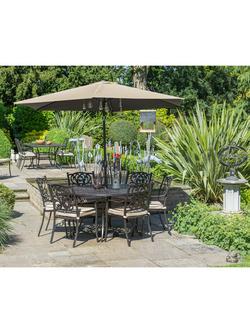 LG Outdoor Devon 6-Seater Garden Dining Table & Chairs Set with Parasol, Bronze - view 2, Bronze