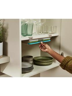 Joseph Joseph Folio Slim Chopping Boards & Under Shelf Storage Case, Set of 3, Silver/Multi - view 2, Silver/Multi