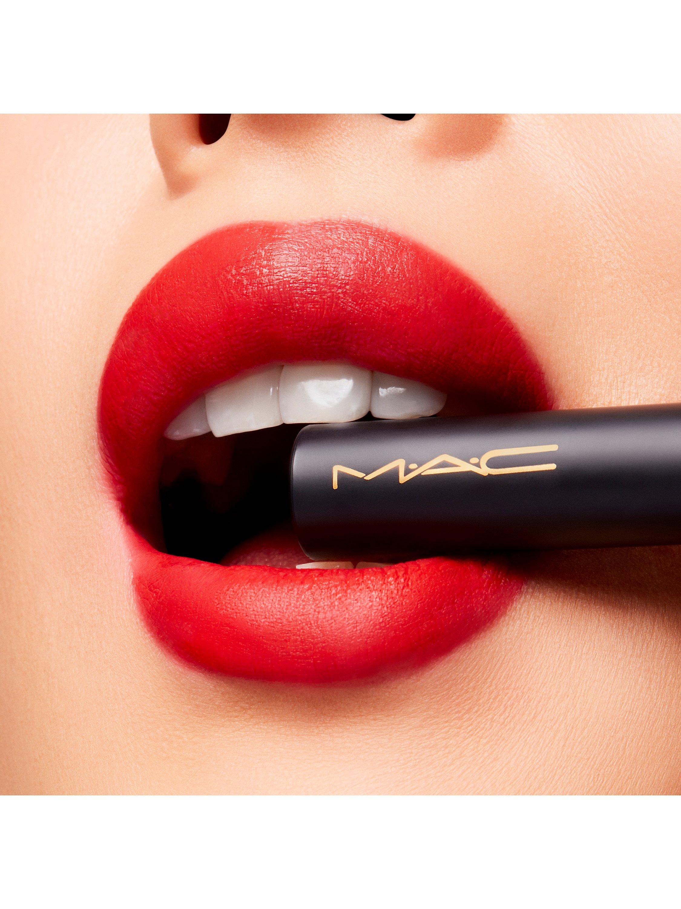 Product image 4 of 5, which shows MAC Lipstick -  Powder Kiss Velvet Blur Slim Stick, Devoted To Danger
