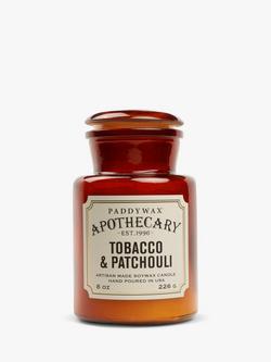 Paddywax Apothecary Tobacco & Patchouli Scented Candle, 226g, Amber