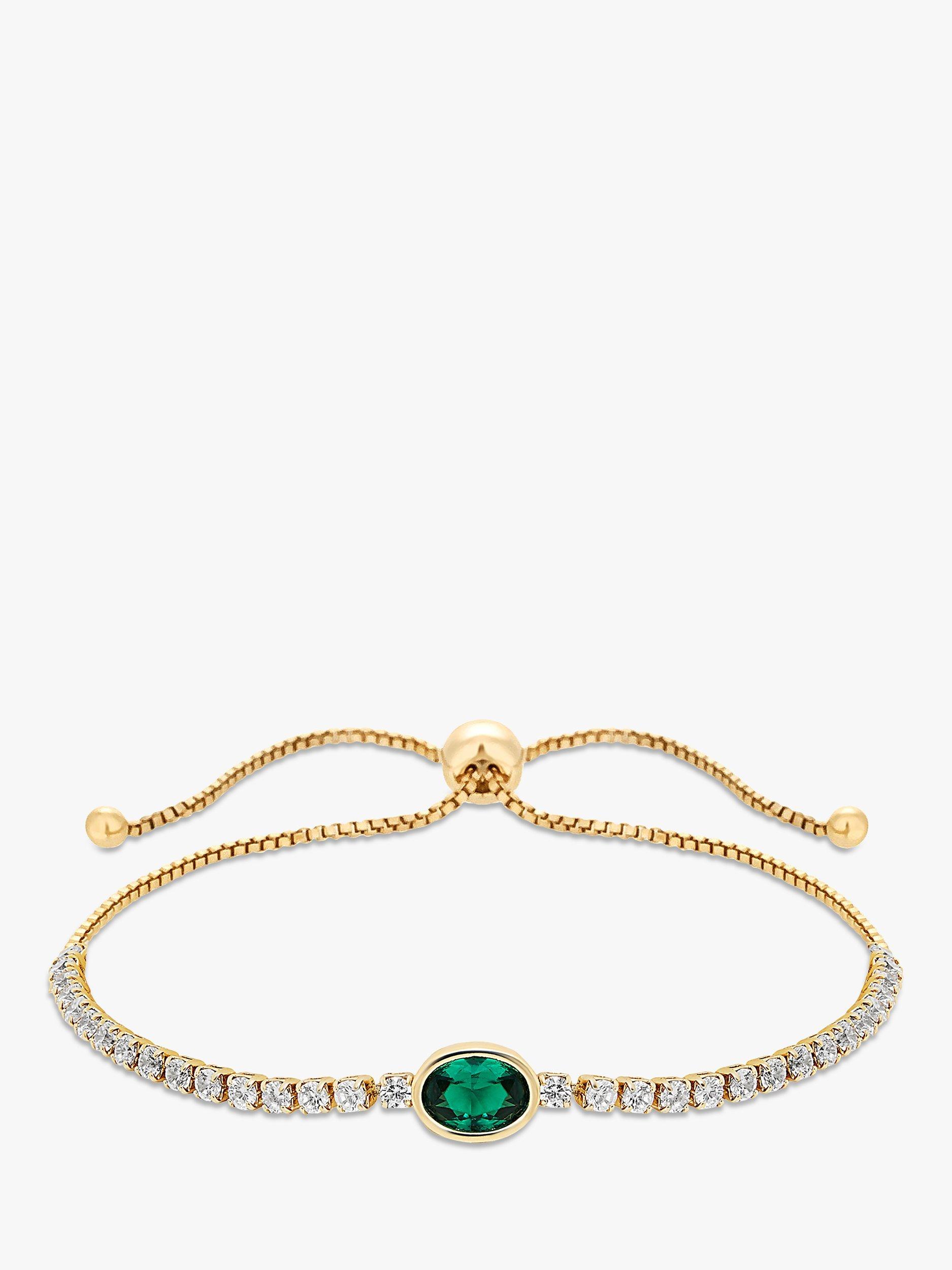 Jon Richard Gold Plated Cubic Zirconia Toggle Bracelet, Gold/Green