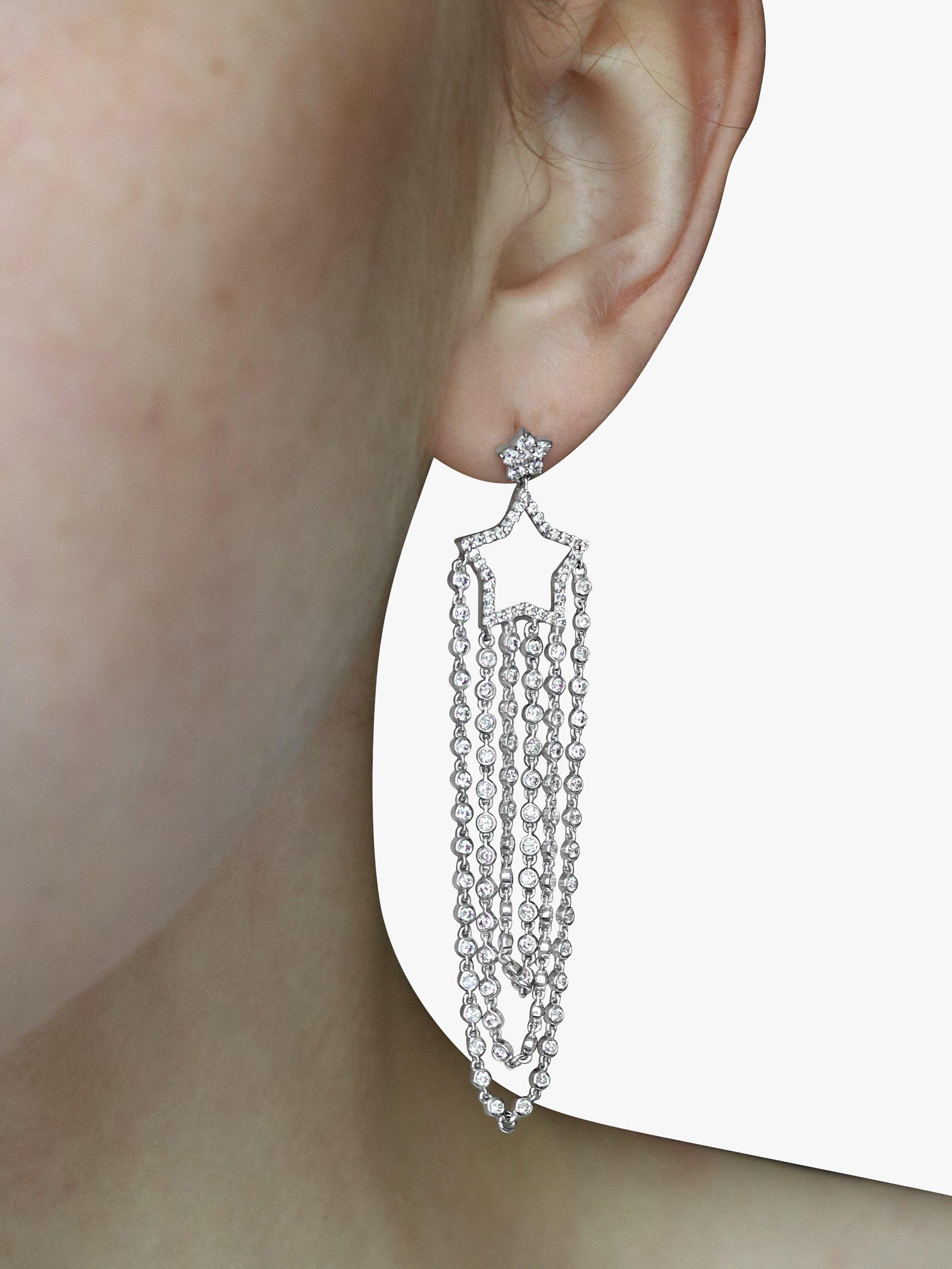 Product image 1 of 2, which shows Milton & Humble Jewellery Pre-Loved 14ct White Gold Diamond Star Drop Earrings