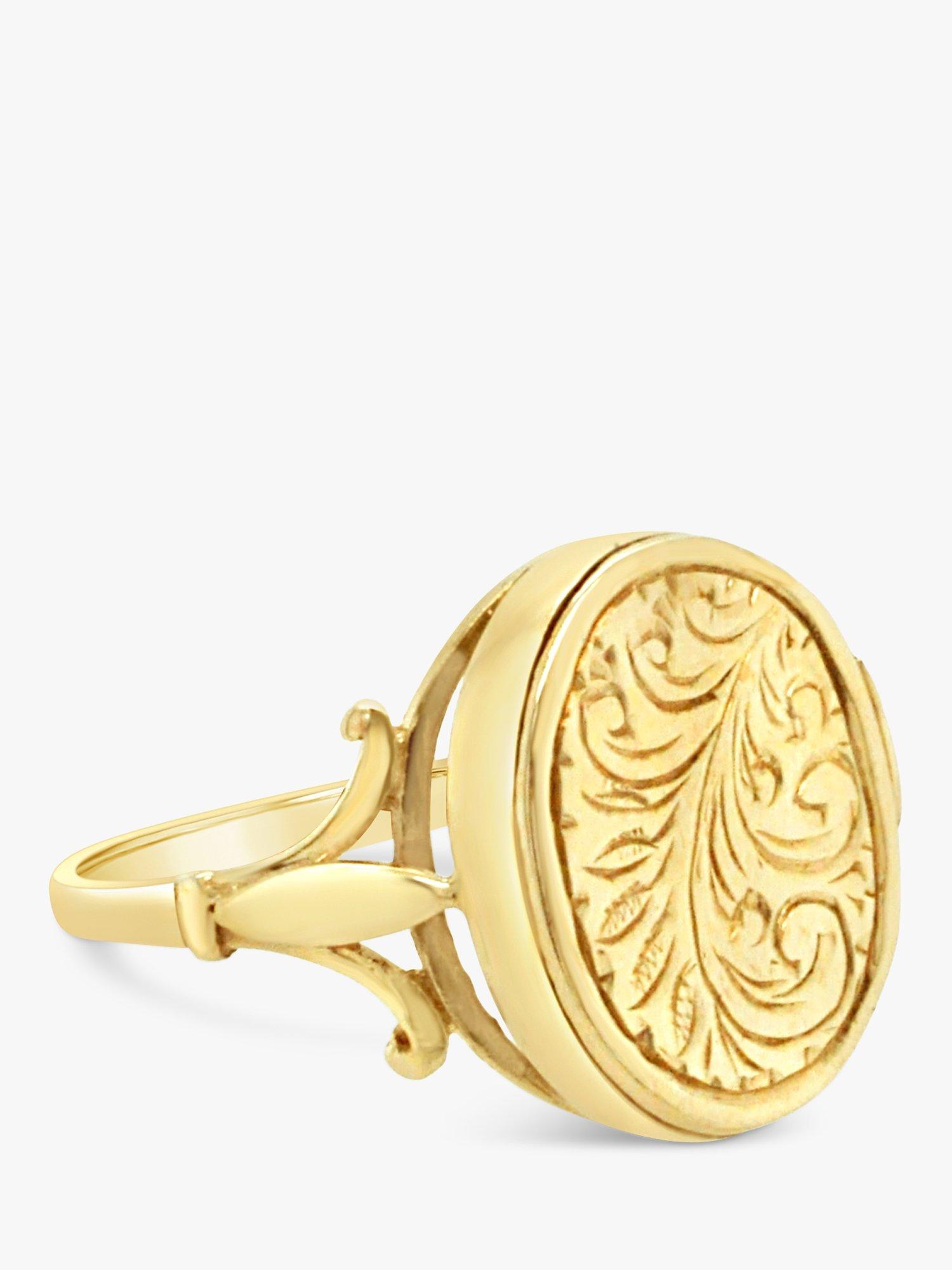 Product image 1 of 4, which shows Milton & Humble Jewellery Pre-Loved 9ct Yellow Gold Locket Ring, Dated Birmingham 1997