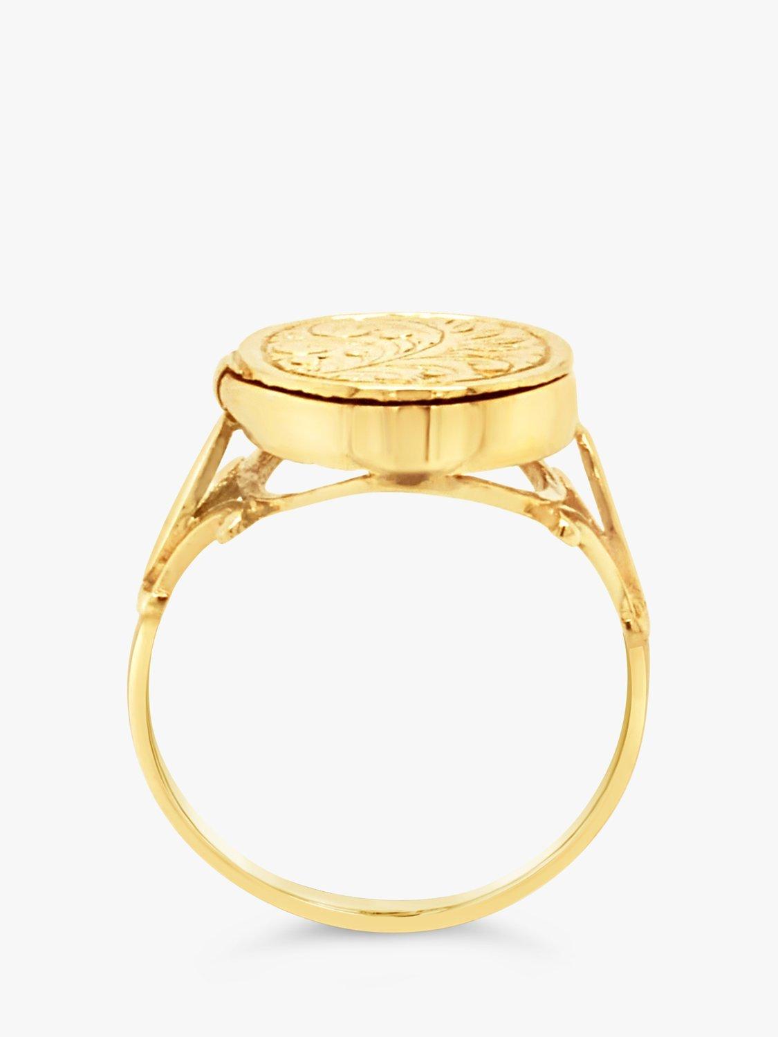 Product image 2 of 4, which shows Milton & Humble Jewellery Pre-Loved 9ct Yellow Gold Locket Ring, Dated Birmingham 1997