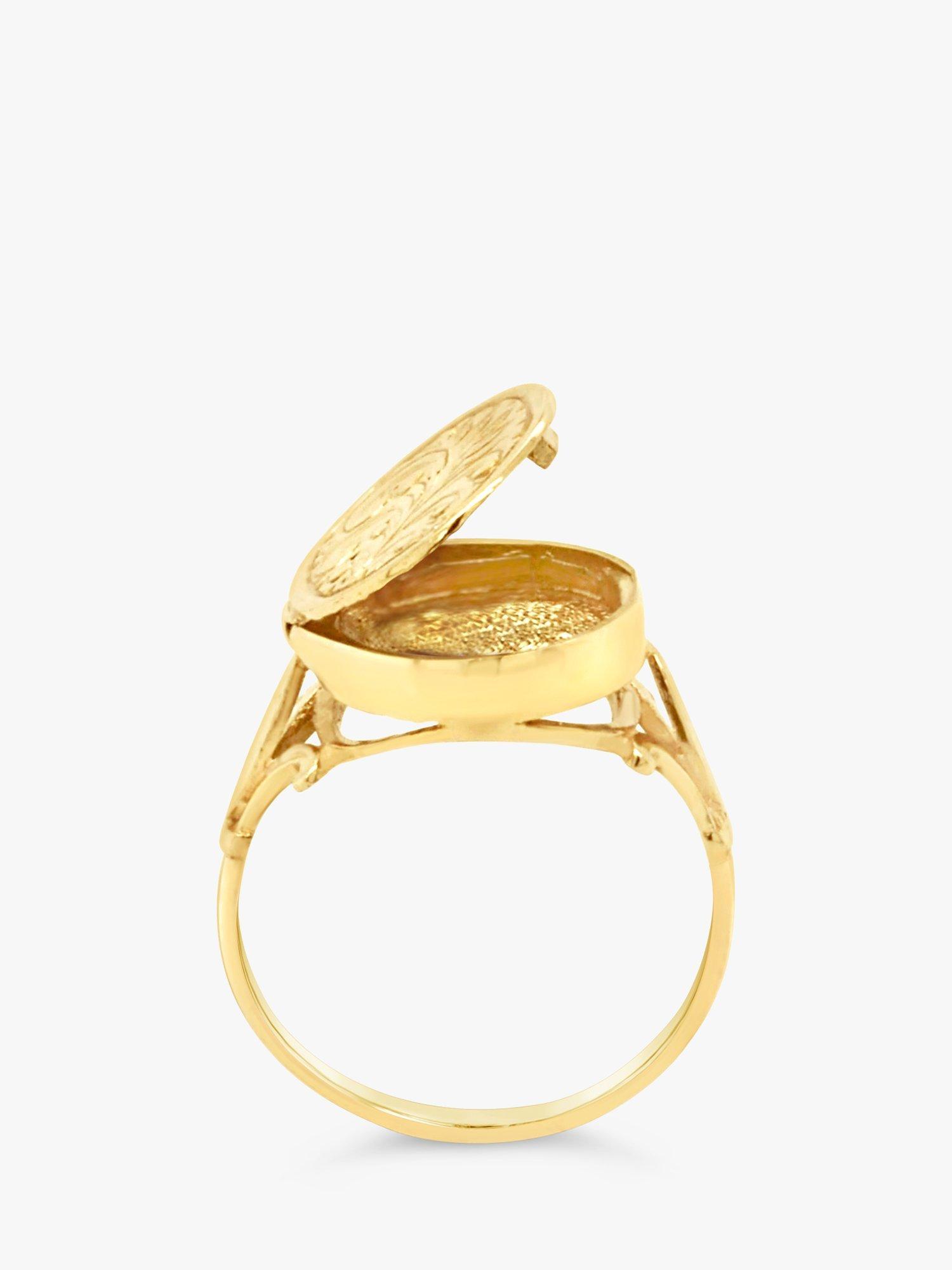 Product image 3 of 4, which shows Milton & Humble Jewellery Pre-Loved 9ct Yellow Gold Locket Ring, Dated Birmingham 1997