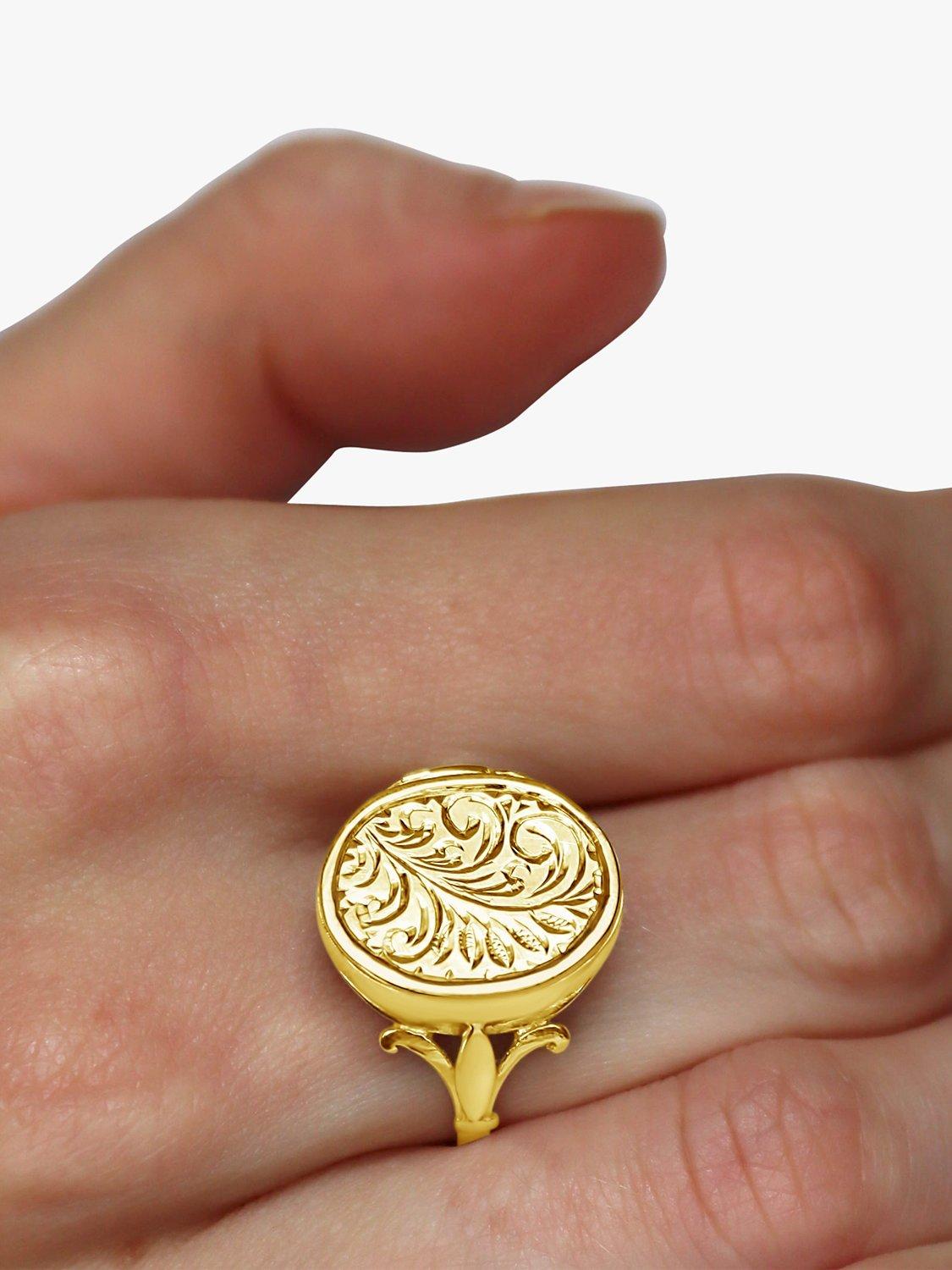 Product image 4 of 4, which shows Milton & Humble Jewellery Pre-Loved 9ct Yellow Gold Locket Ring, Dated Birmingham 1997