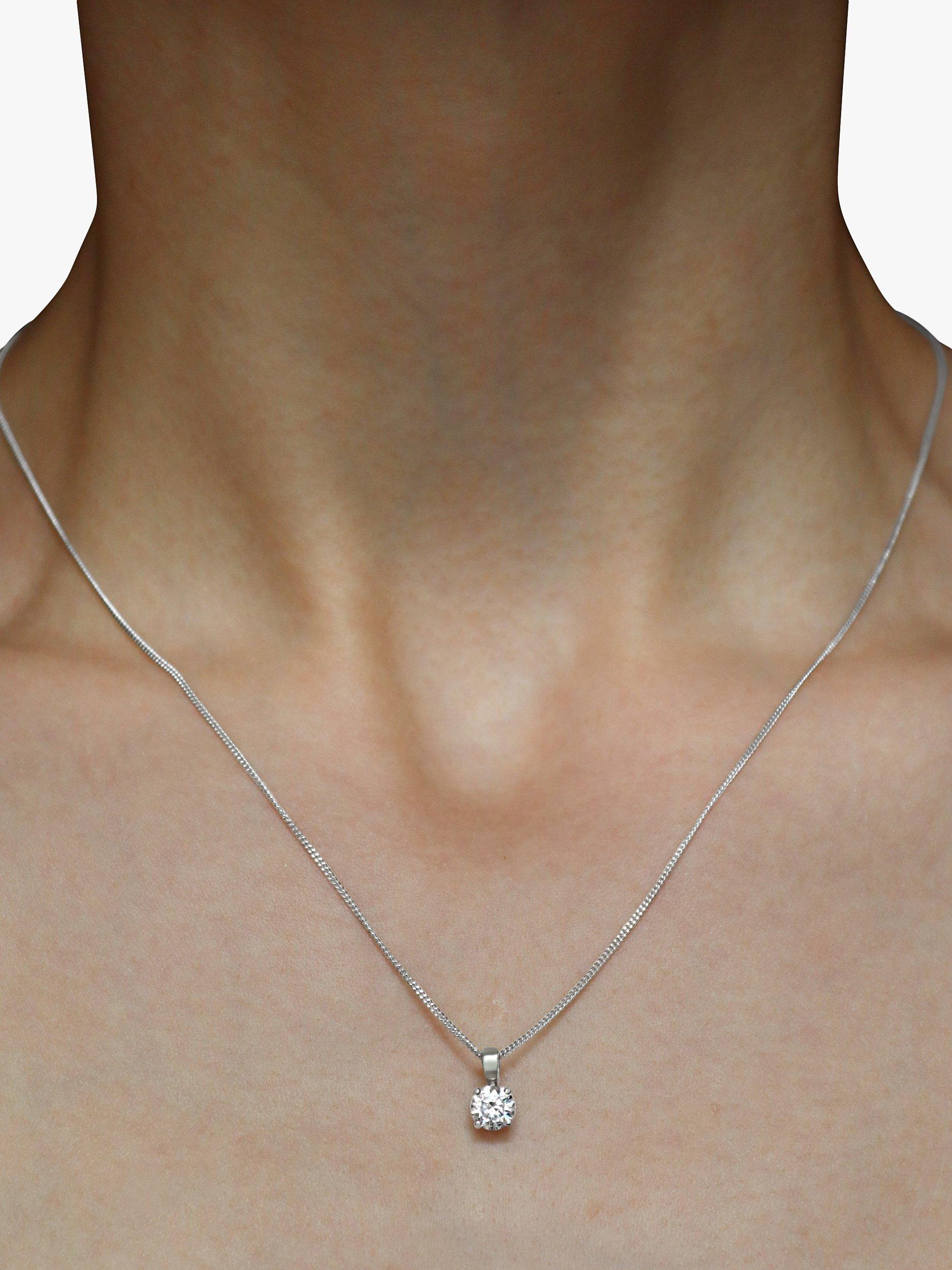 Product image 1 of 3, which shows Milton & Humble Jewellery Pre-Loved 9ct White Gold Single Diamond Pendant Necklace