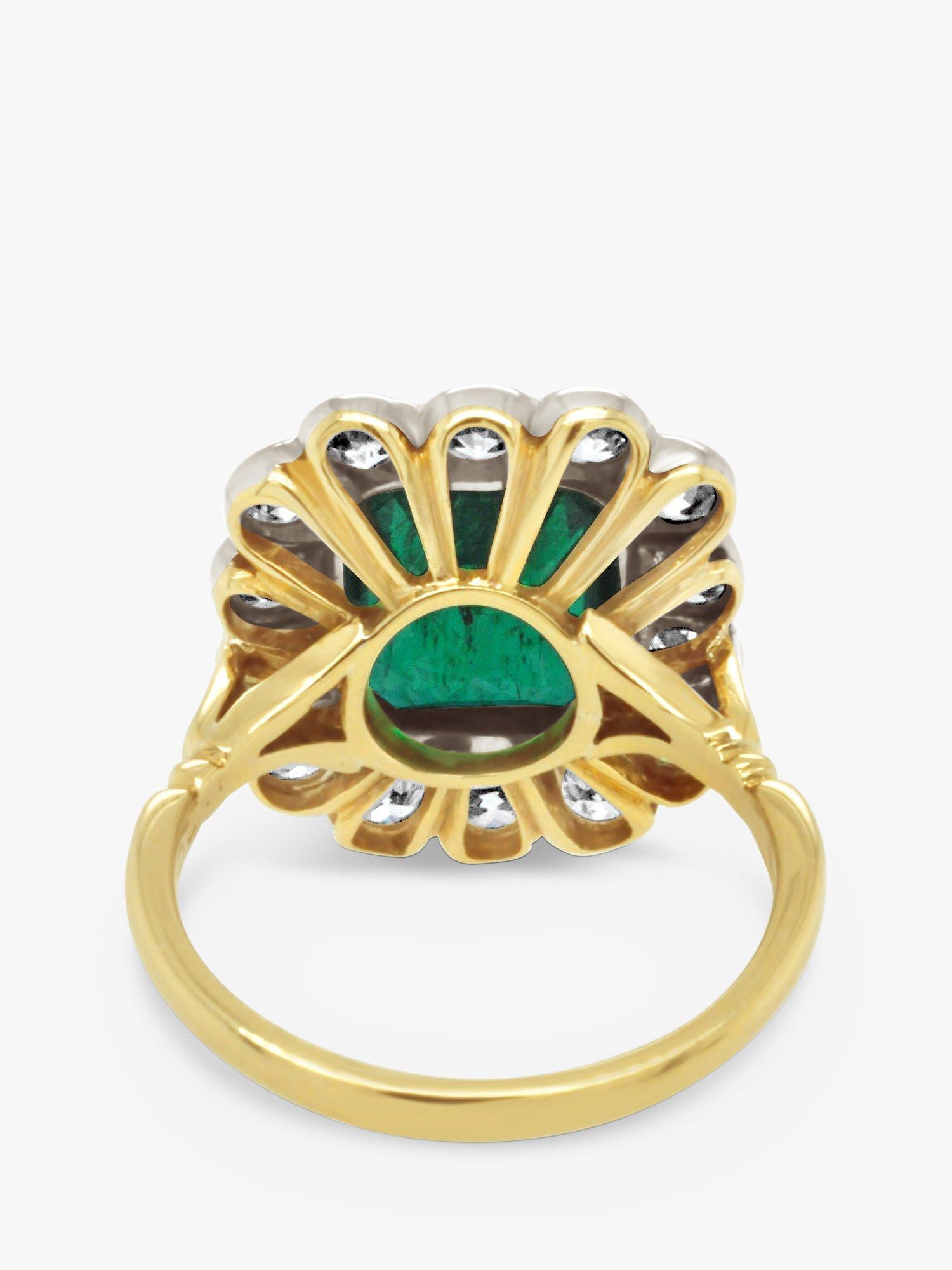 Product image 2 of 3, which shows Milton & Humble Jewellery Pre-Loved 18ct White & Yellow Gold Emerald & Diamond Cluster Ring, Dated 2011