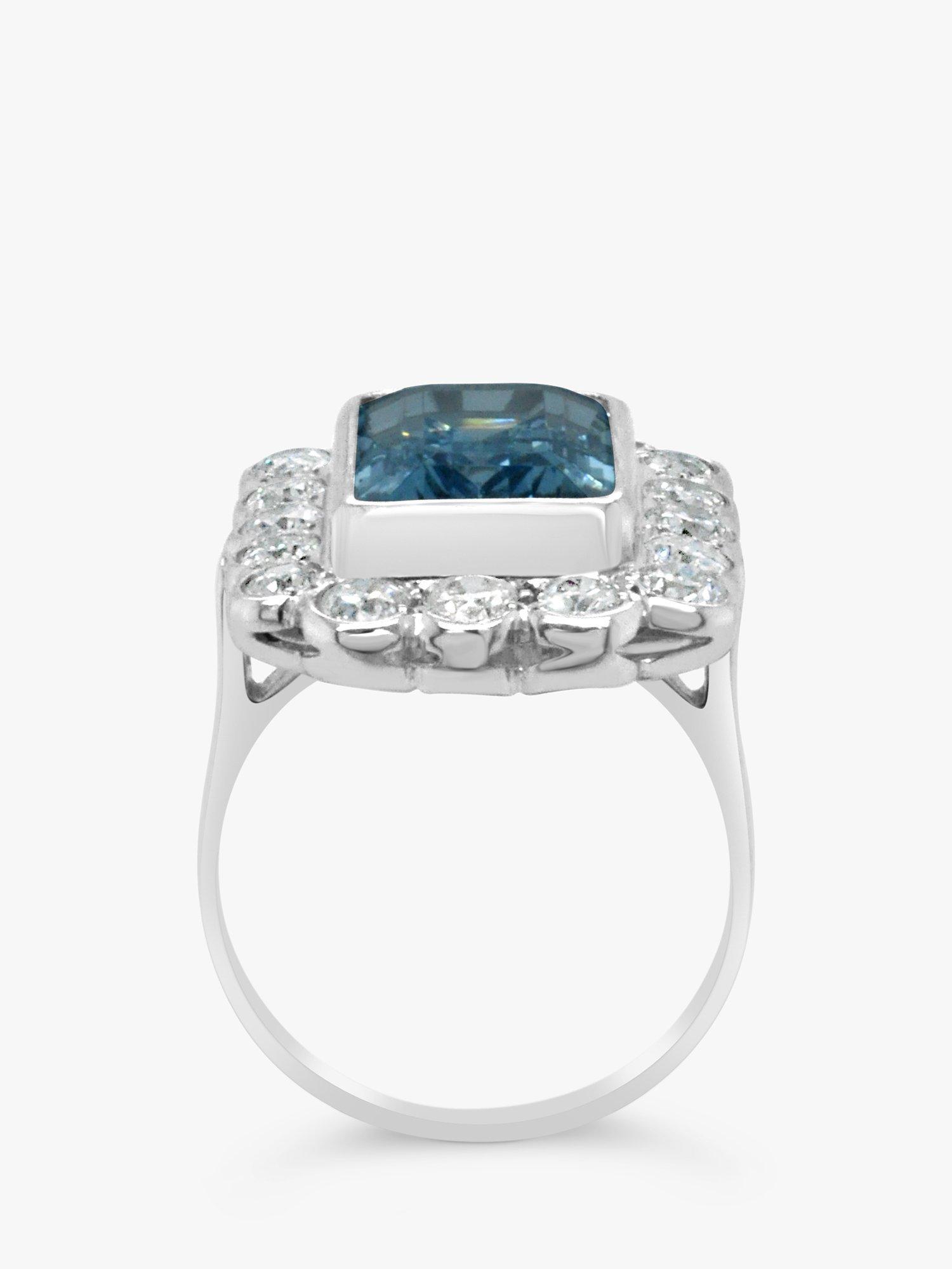 Product image 3 of 5, which shows Milton & Humble Jewellery Pre-Loved 18ct White Gold Aquamarine & Diamond Cluster Ring