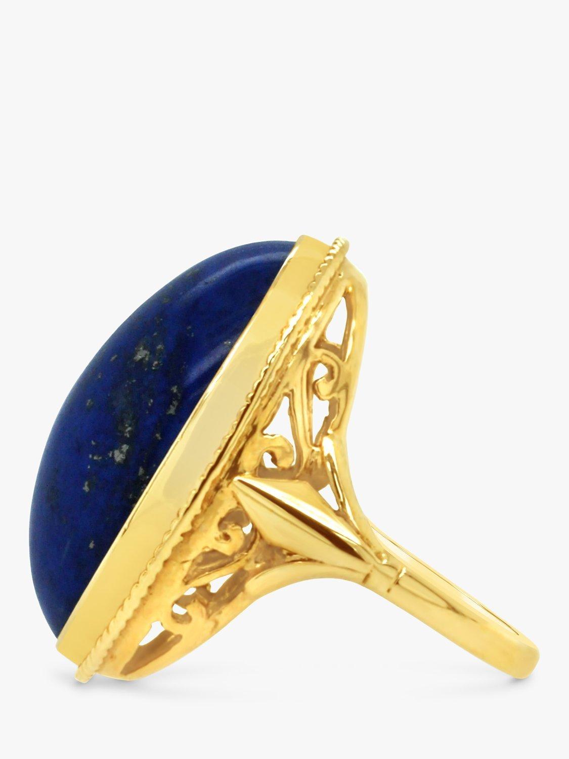 Product image 1 of 3, which shows Milton & Humble Jewellery Pre-Loved 9ct Yellow Gold Lapis Lazuli Cocktail Ring, Dated 1990