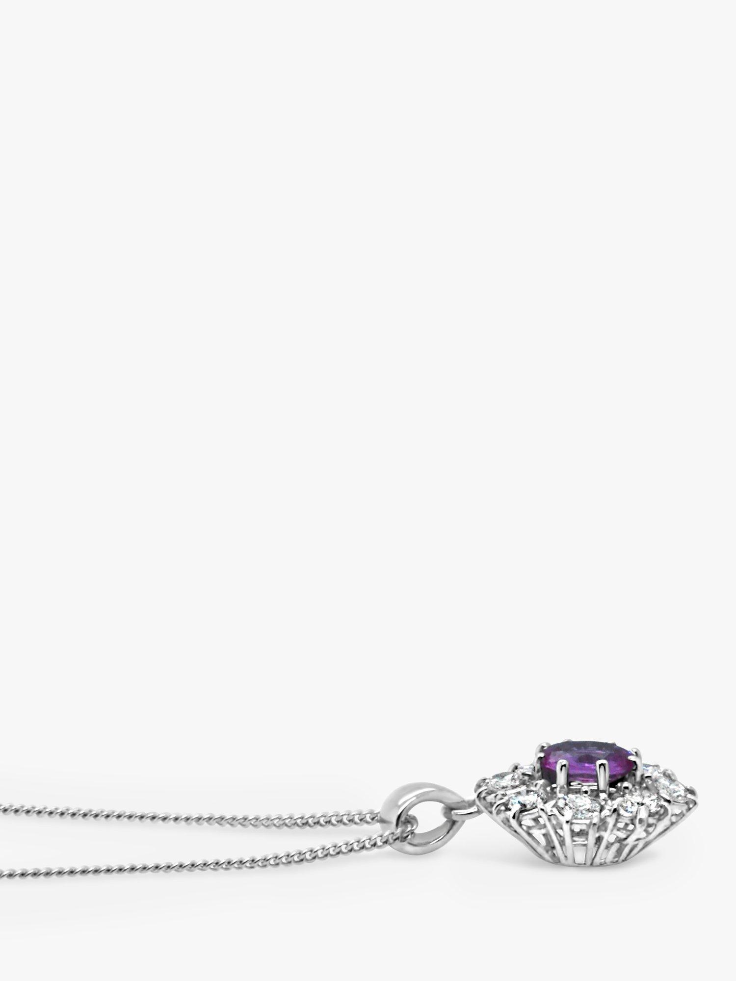 Product image 2 of 3, which shows Milton & Humble Jewellery Pre-Loved 14ct White Gold Pink Sapphire & Diamond Pendant Necklace