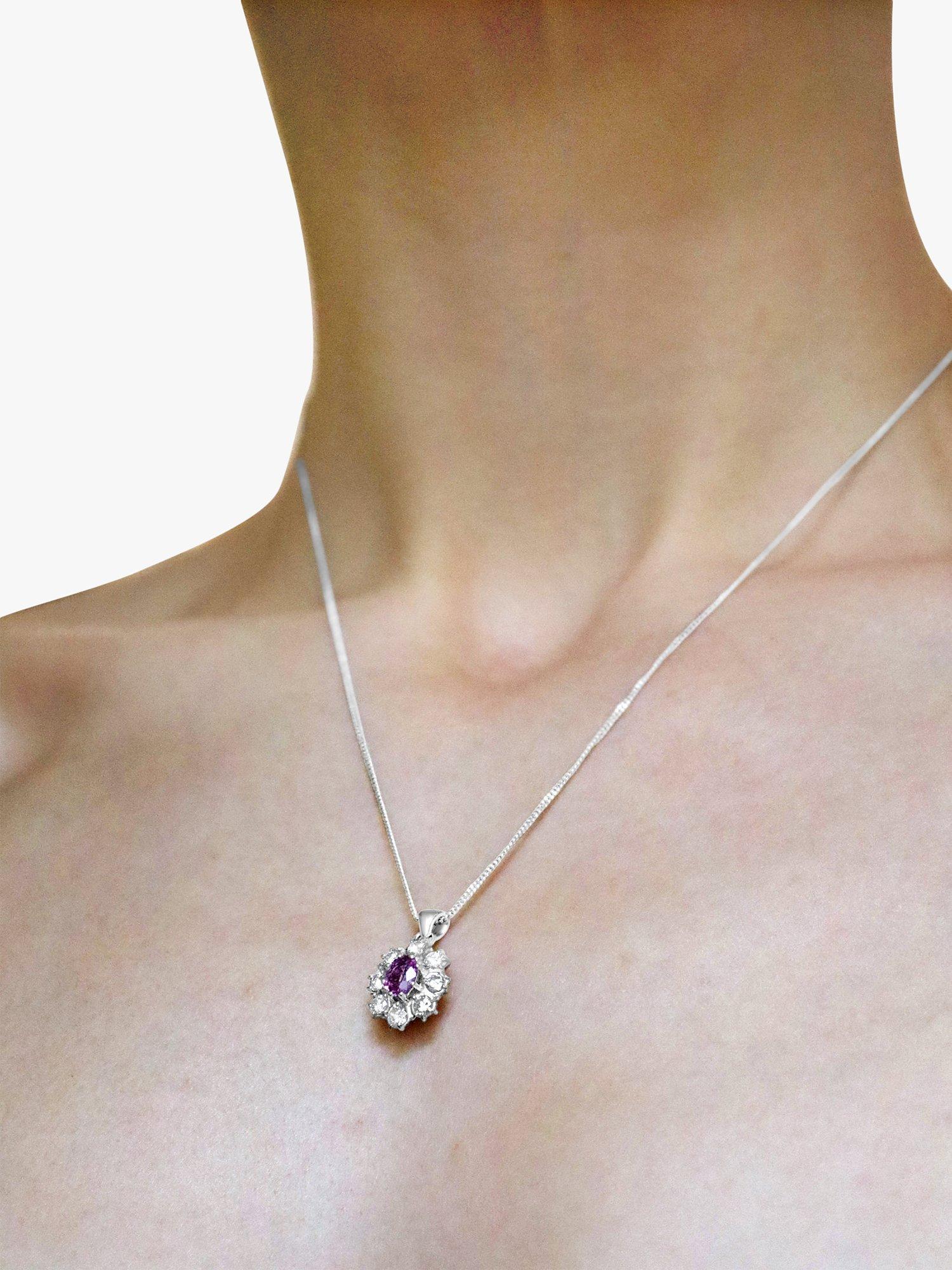 Product image 3 of 3, which shows Milton & Humble Jewellery Pre-Loved 14ct White Gold Pink Sapphire & Diamond Pendant Necklace