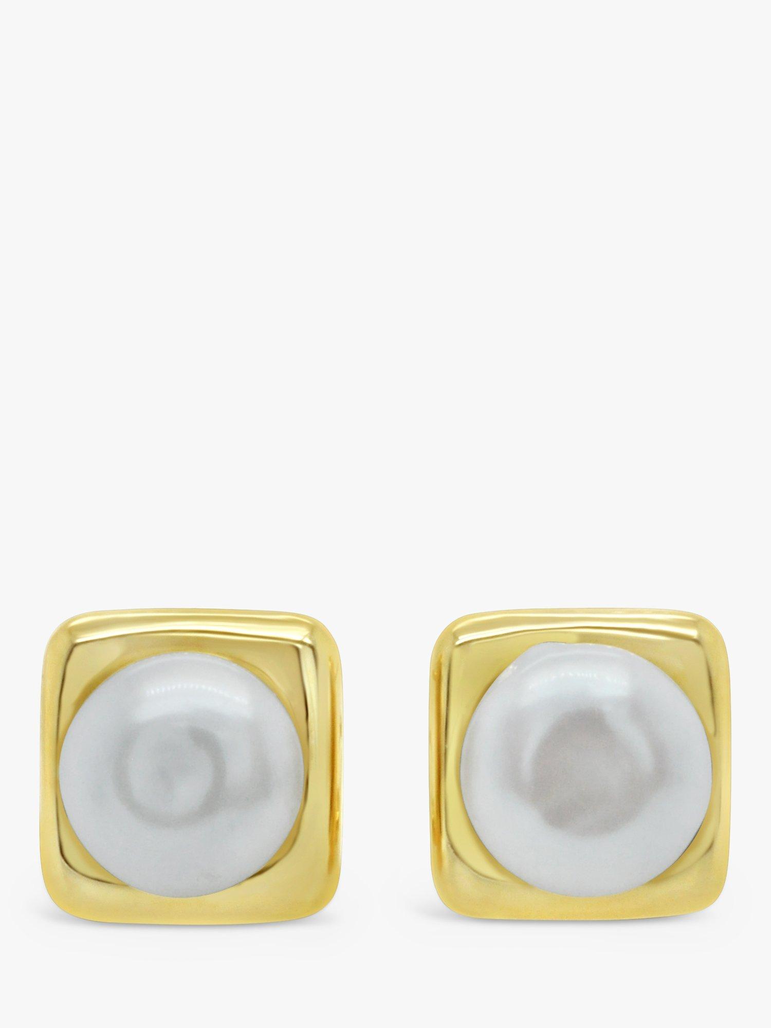 Product image 1 of 3, which shows Milton & Humble Jewellery Pre-Loved 18ct Yellow Gold Cultured Pearl Stud Earrings