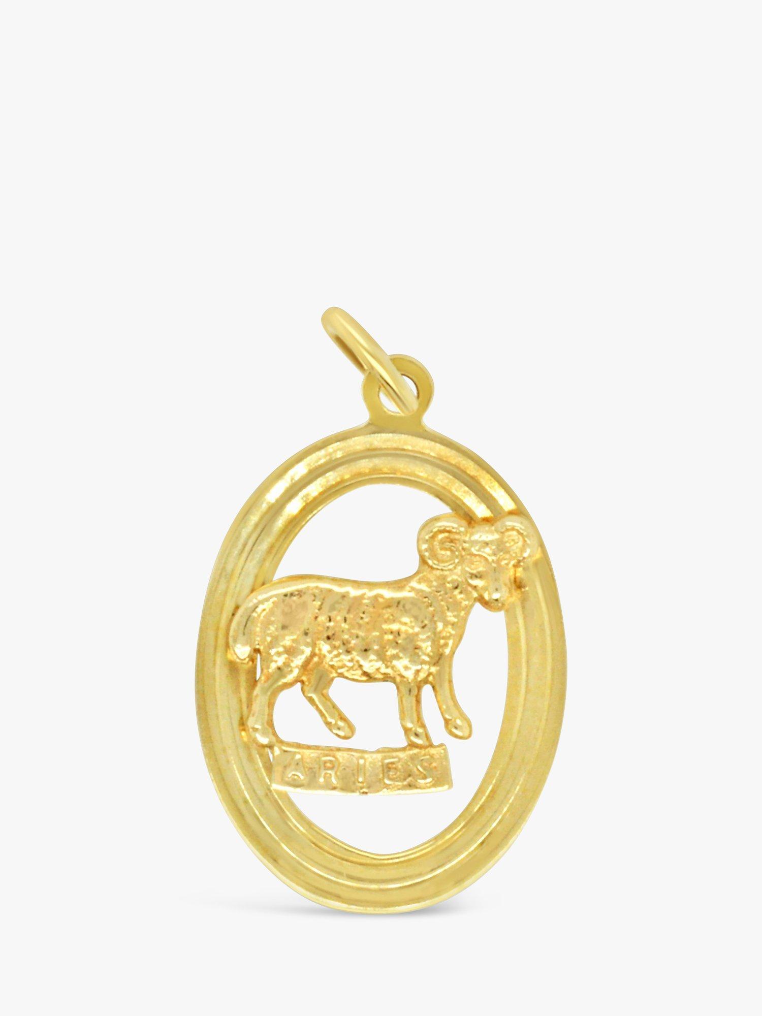 Product image 1 of 2, which shows Milton & Humble Jewellery Pre-Loved 9ct Yellow Gold Zodiac Aries Pendant Charm, Dated Sheffield 1978