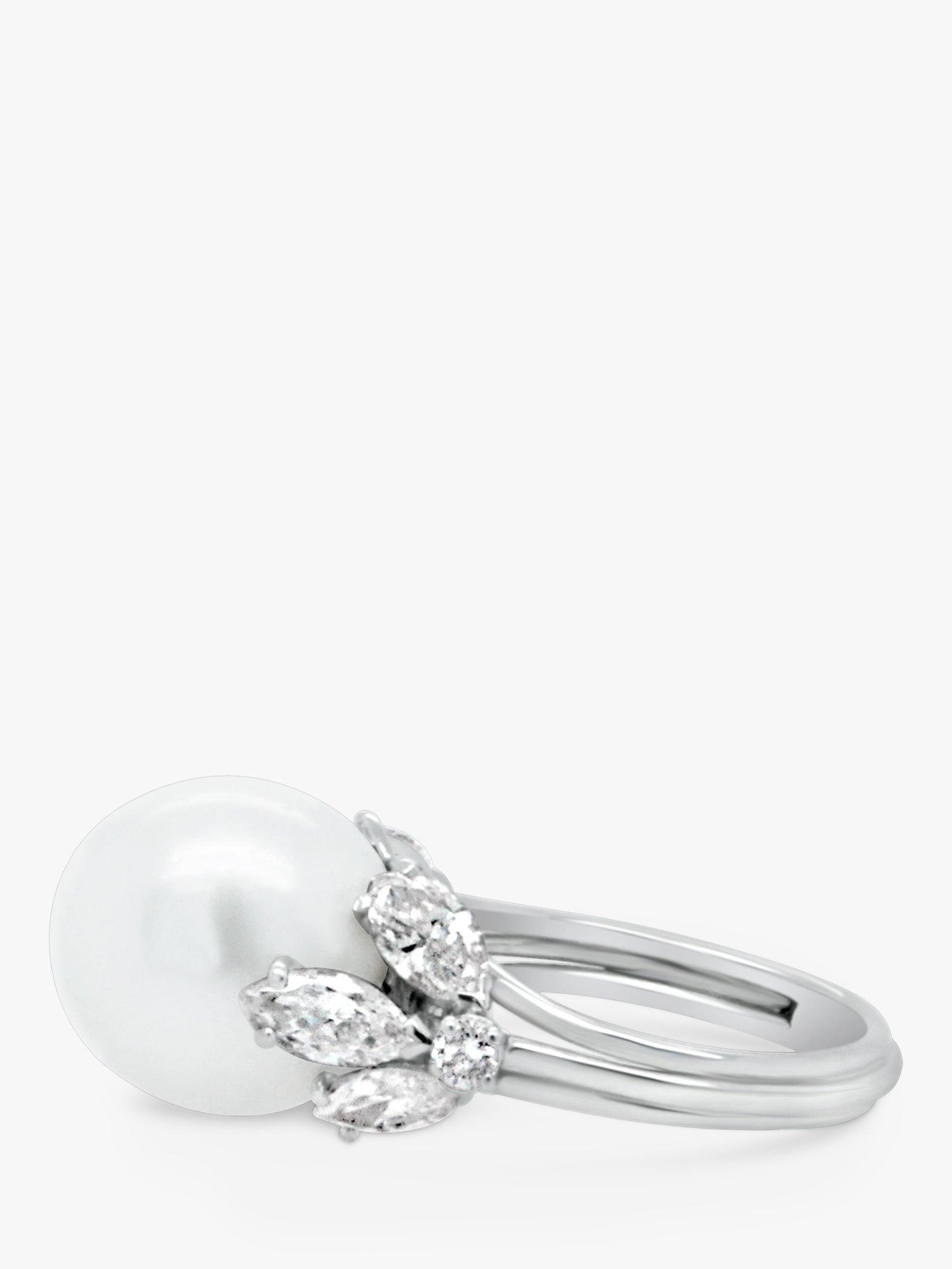 Milton Humble Jewellery Pre Loved Platinum Pearl Diamond Cocktail Ring Dated Edinburgh 2019