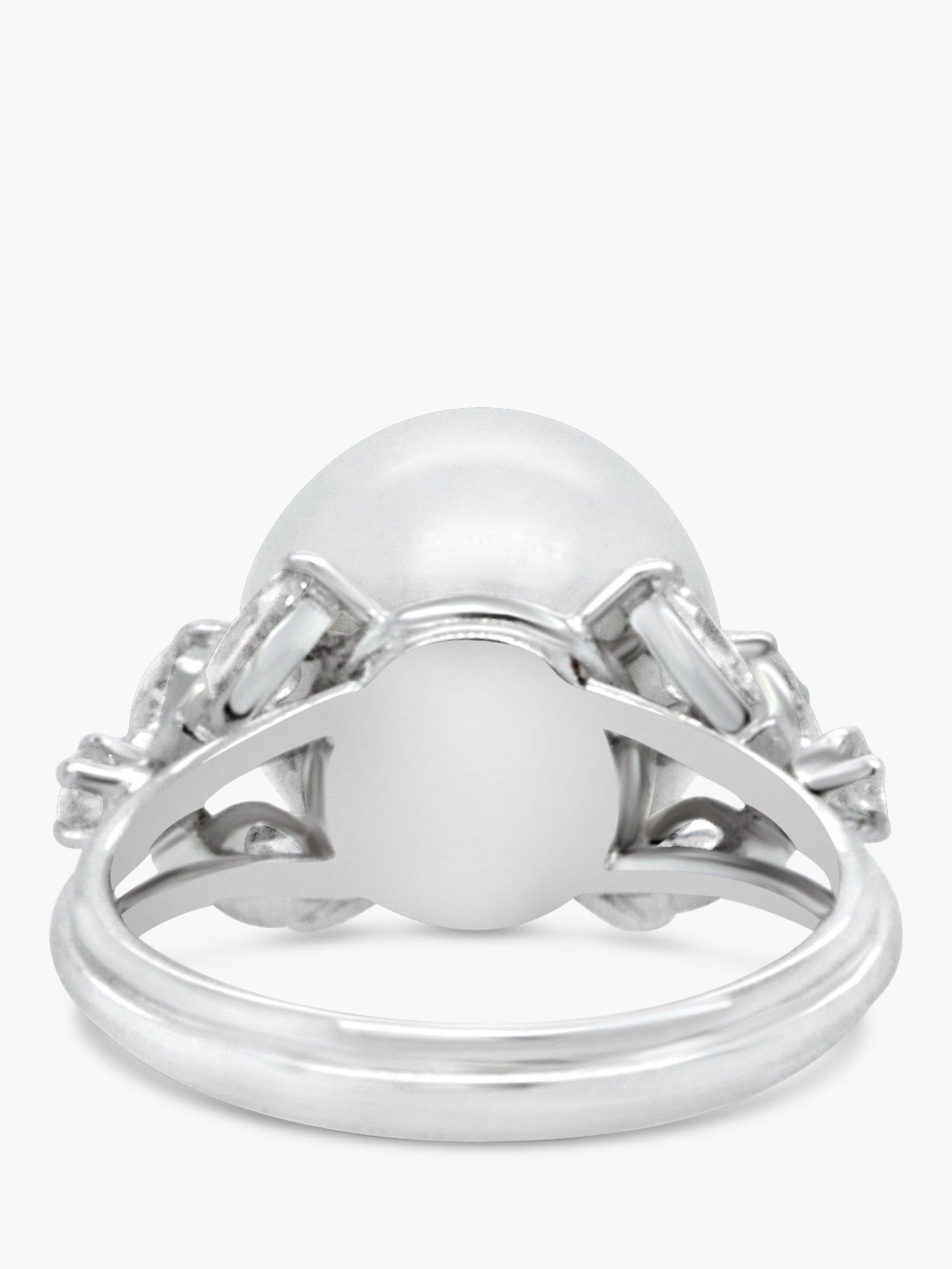 Product image 3 of 5, which shows Milton & Humble Jewellery Pre-Loved Platinum Pearl & Diamond Cocktail Ring, Dated Edinburgh 2019