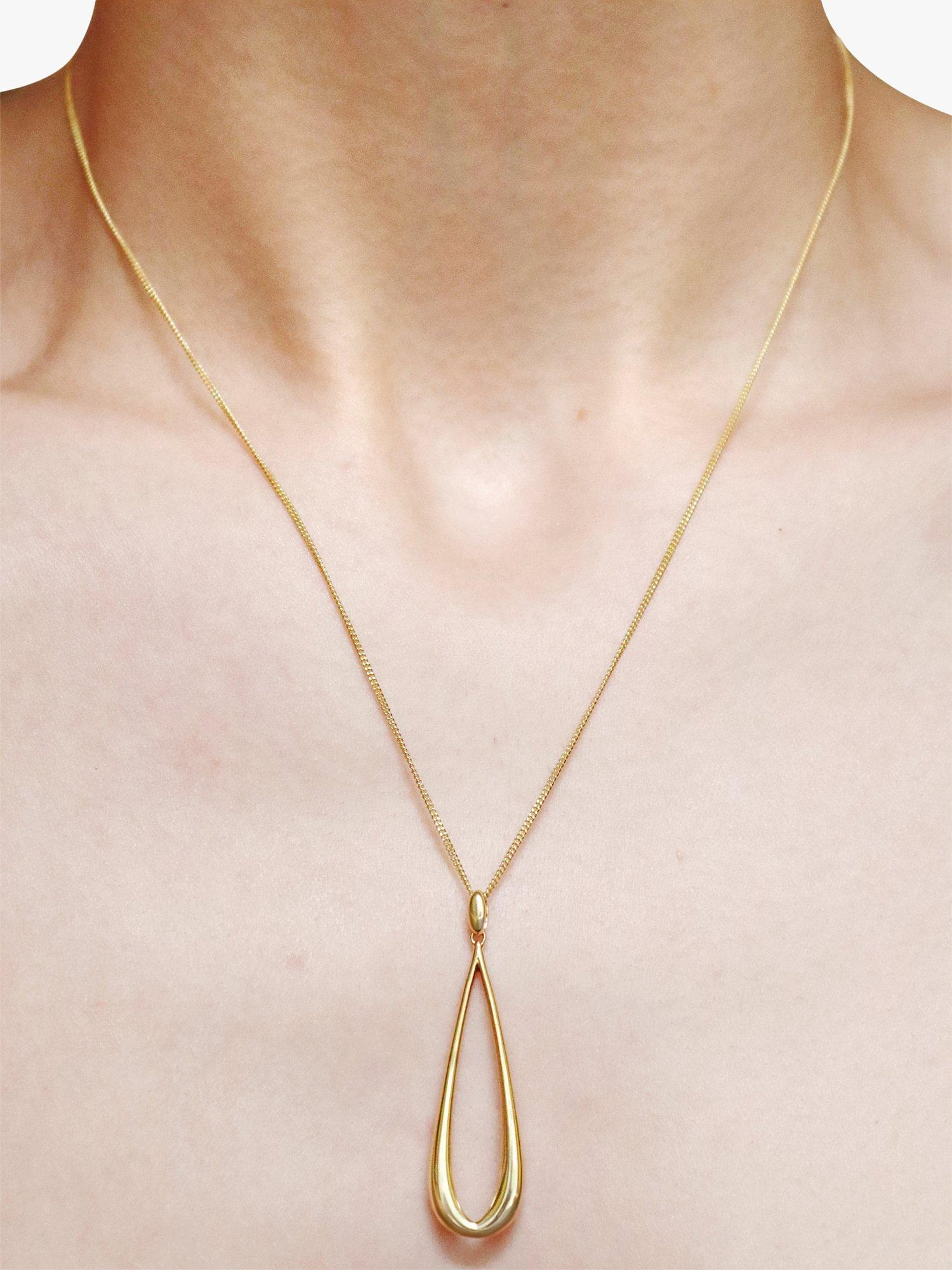 Product image 1 of 3, which shows Milton & Humble Jewellery Pre-Loved 9ct Yellow Gold Tear Drop Hoop Pendant Necklace, Gold