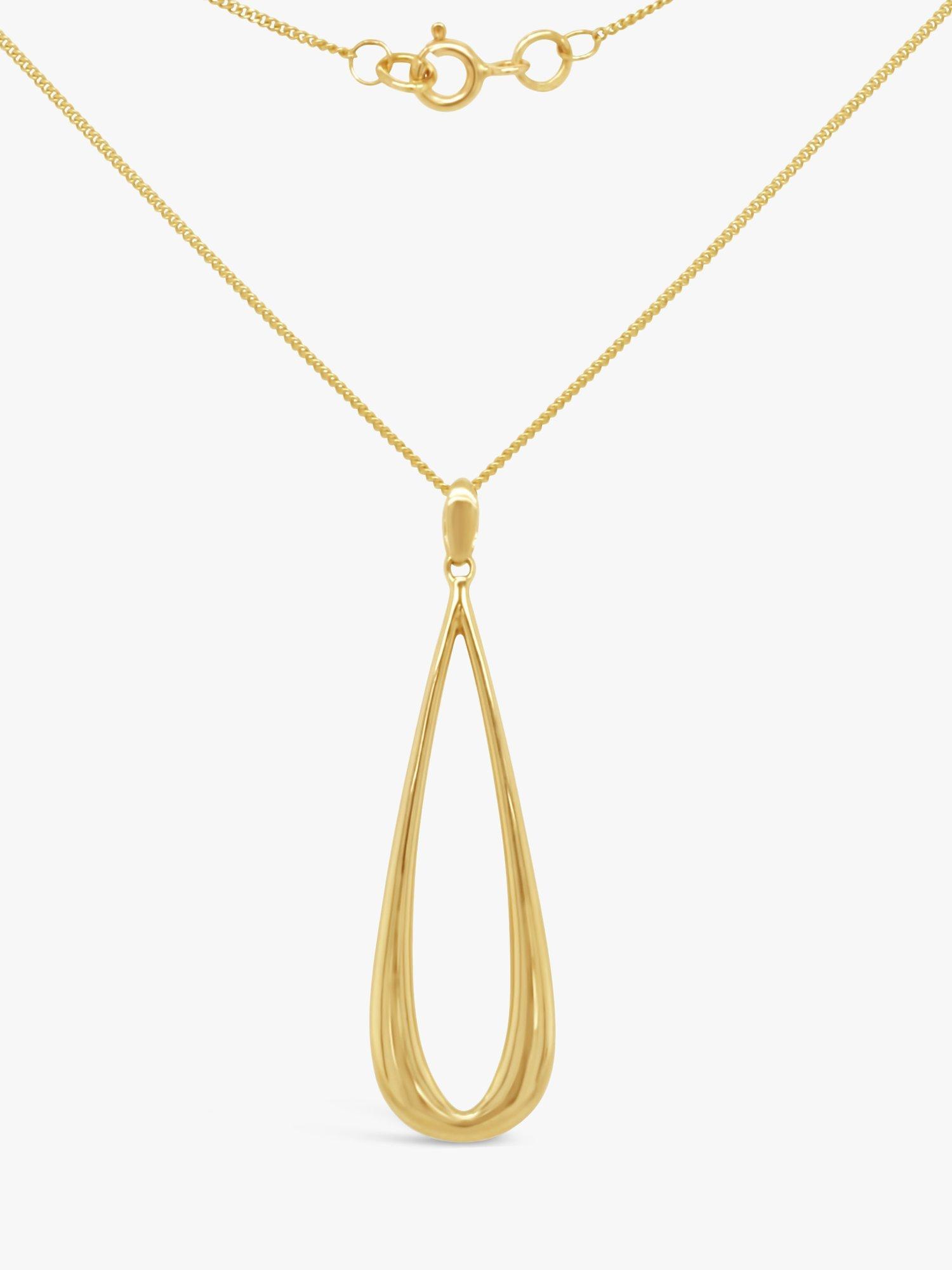 Product image 2 of 3, which shows Milton & Humble Jewellery Pre-Loved 9ct Yellow Gold Tear Drop Hoop Pendant Necklace, Gold