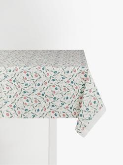 John Lewis Scallop Floral Oilcloth Tablcloth Fabric, Old Rose, Old Rose