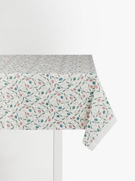 John Lewis Scallop Floral Oilcloth Tablcloth Fabric, Old Rose, Old Rose