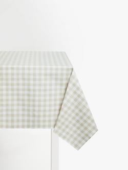 John Lewis Gingham Oilcloth Tablecloth Fabric, Greige