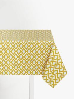 John Lewis Jero Ikat Oilcloth Tablecloth Fabric, Ochre