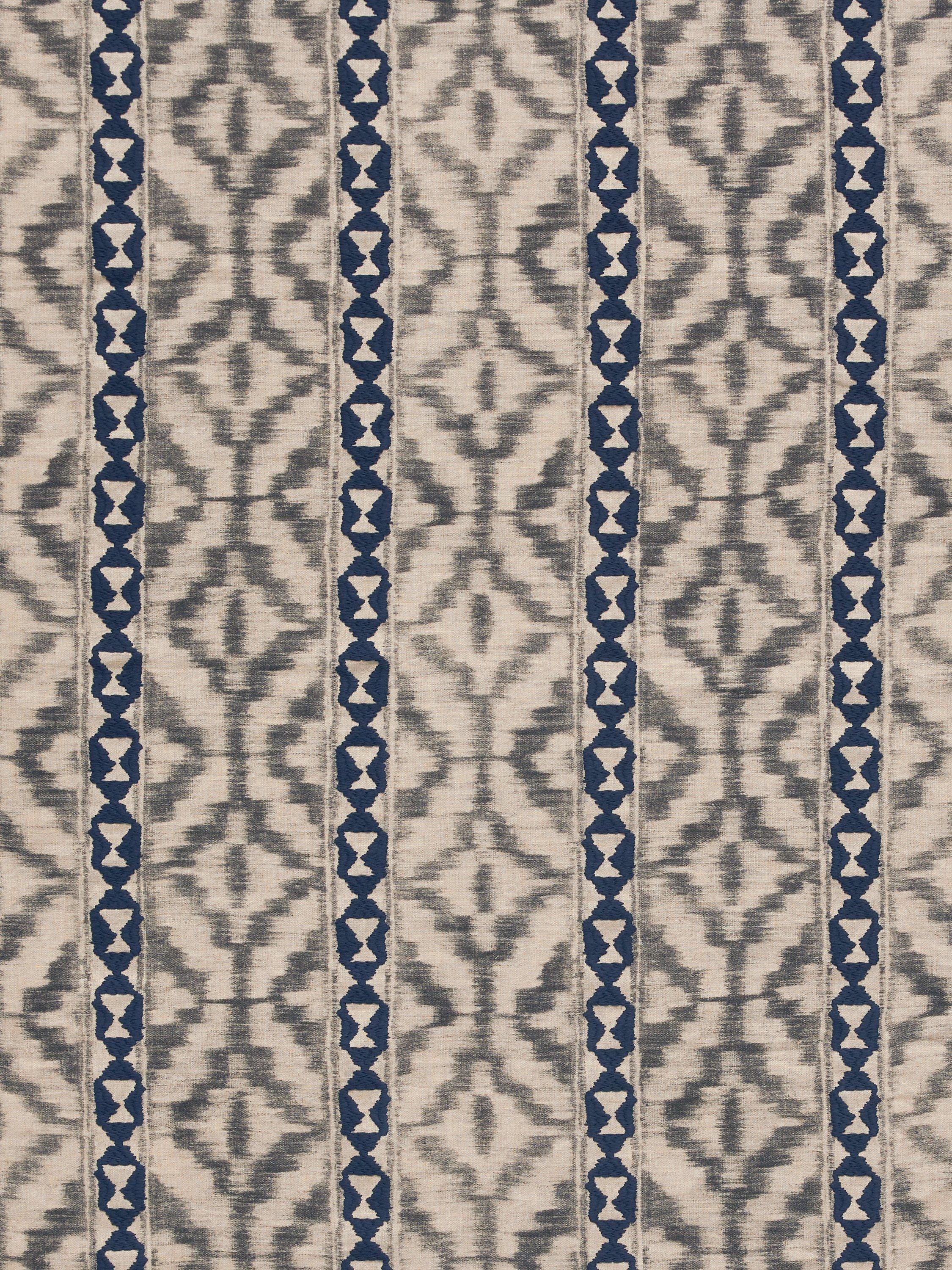 John Lewis Ikat Embroidery Linen Blend Furnishing Fabric, Navy
