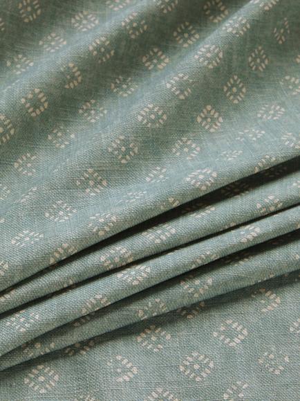 John Lewis Trace Wood Block Furnishing Fabric - view 2, Duck Egg
