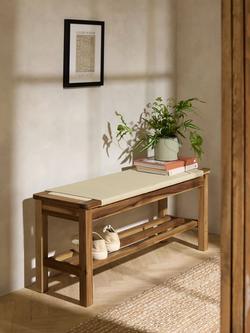 John Lewis Open Weave Acacia Wood Shoe Bench, Natural - view 2, Natural