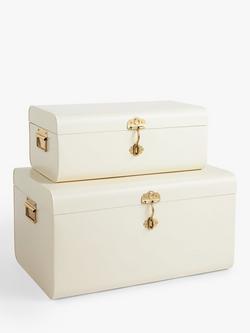 John Lewis Metal Storage Trunk, Ecru, Set of 2, Ecru