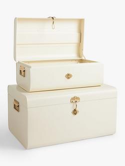 John Lewis Metal Storage Trunk, Ecru, Set of 2 - view 2, Ecru